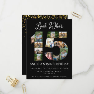 look who's 15 Customizable Photo Collage sign Invitation Postcard