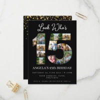 look who's 15 Photo Collage quinceanera invite