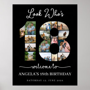 look who's 18 Customizable Photo Collage sign