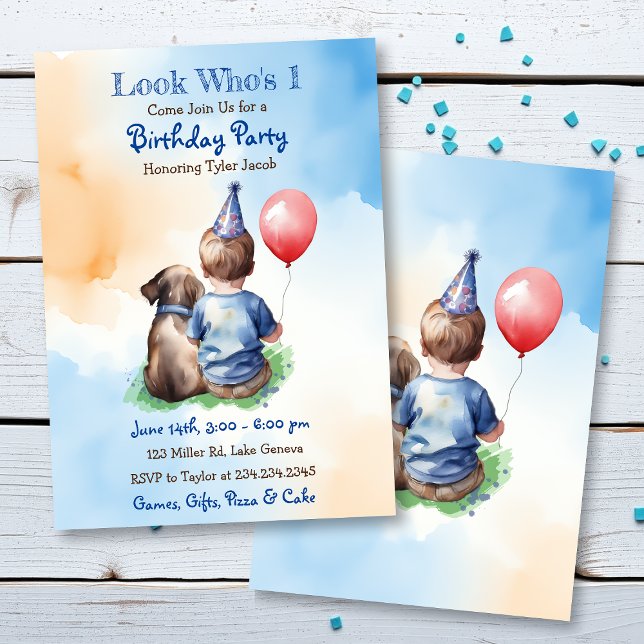 Look Who's 1 | Boy's First Birthday Party  Invitation (Creator Uploaded)