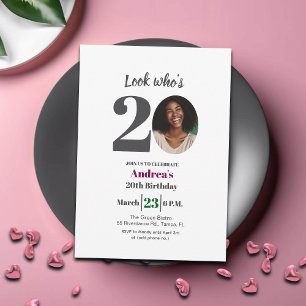 Look who's 20! Birthday Party Photo Invitation
