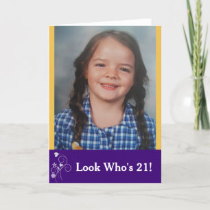 Look Who's 21 Custom Birthday Photo Card