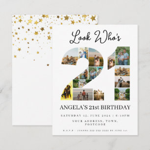look who's 21 Customizable Photo Collage sign Invitation