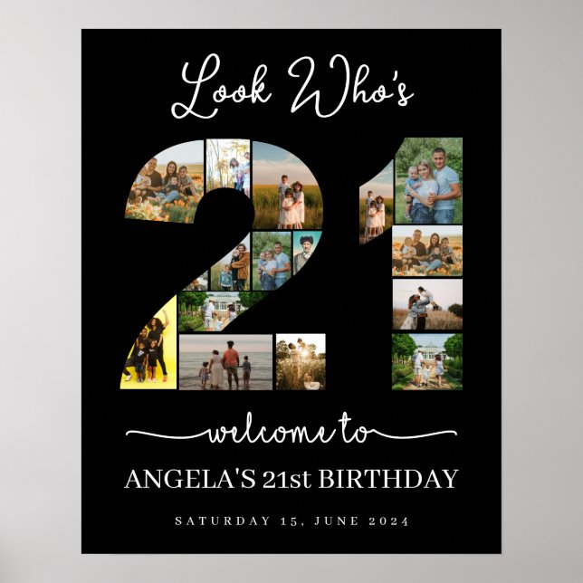 look who's 21 happy 21st birthday photos collage poster (Front)