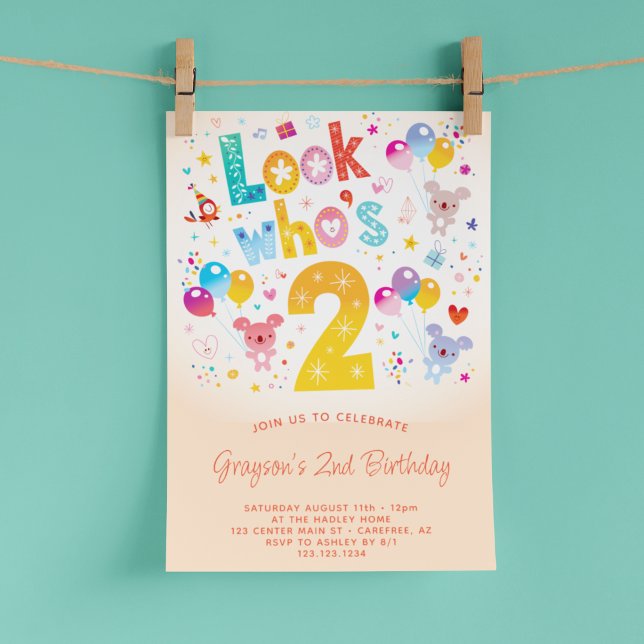 Look Who's 2nd Birthday Invitation (Creator Uploaded)