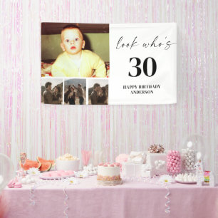 Look Who's 30 Birthday Party 4 Photo Collage Banner