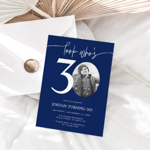 Look Who's 30   Navy 30th Birthday Invite
