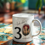 'Look Who's 30' Stylish 30th Birthday Coffee Mug<br><div class="desc">Because turning 30 deserves a special toast! With our 'Look who's 30' Coffee Mug, every sip of coffee becomes a reminder of this milestone. Personalised with their name, adorned with elegant calligraphy and their portrait as a part of the '30', this chic mug is a celebration in itself. Here's to...</div>