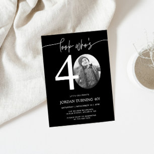 Look Who's 40   Black 40th Birthday Invite