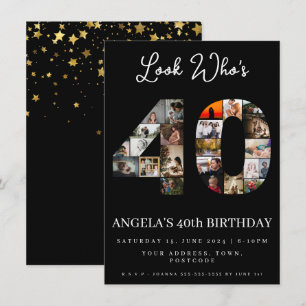look who's 40 Customizable Photo Collage sign Invitation