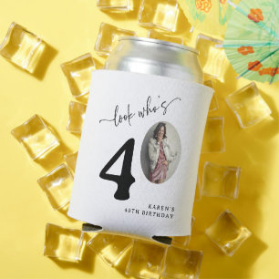 Look Who's 40! Modern Photo 40th Birthday Can Cooler