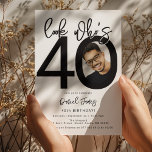Look who's 40 | Photo 40th Birthday Invitation<br><div class="desc">Celebrate the big 4-0 in style with our customisable and chic 40th birthday invitation! This cleanly designed invitation plays with bold, black typography and a classic white background to emphasize the milestone you've reached. Incorporate your favourite photo into the design, tucked within the zero of '40', setting a personal and...</div>