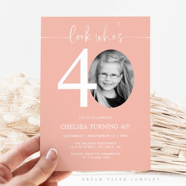 Look Who's 40 | Pink 40th Birthday Invite (Creator Uploaded)