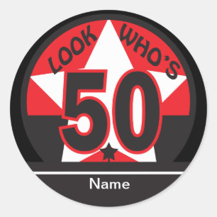 Look Who's 50   50th Birthday Classic Round Sticker