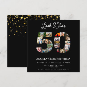 look who's 50 Customizable Photo Collage Invitation