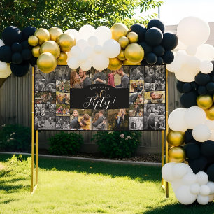 Look Who's 50 Happy Birthday Photo Collage Party  Banner