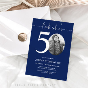 Look Who's 50   Navy 50th Birthday Invite