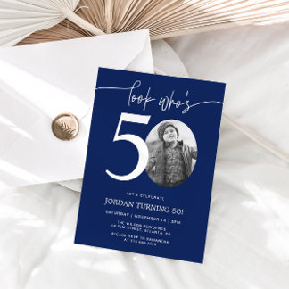 Look Who's 50 | Navy 50th Birthday Invite