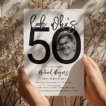 Look who's 50 | Photo 50th Birthday Invitation<br><div class="desc">Celebrate the big 5-0 in style with our customisable and chic 50th birthday invitation! This cleanly designed invitation plays with bold, black typography and a classic white background to emphasize the milestone you've reached. Incorporate your favourite photo into the design, tucked within the zero of '50', setting a personal and...</div>
