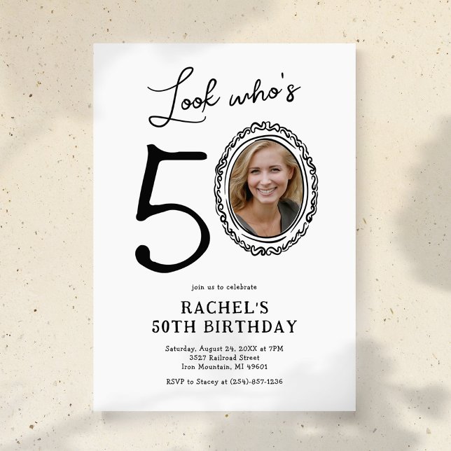 Look Who's 50 Photo Adult Birthday Invitation (Creator Uploaded)