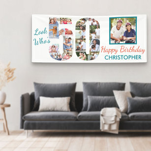 Look Who's 50 Photo Collage 50th Birthday Party Banner