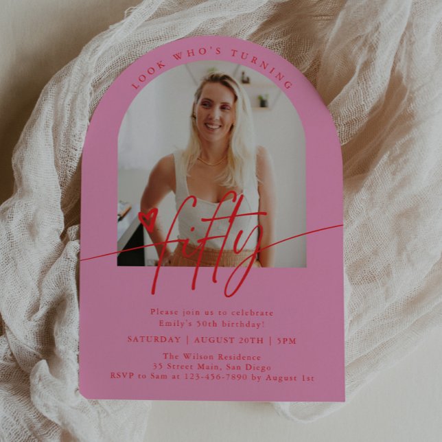 Look Who's 50 | Script Arch 50th Birthday Party Invitation (Creator Uploaded)