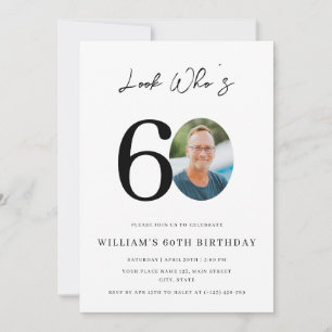 Look Who's 60 Birthday Modern Simple Photo  Invitation