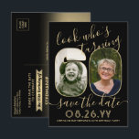Look Who's 60 Birthday Party Save The Date 2 Photo Announcement Postcard<br><div class="desc">Look who's turning 60! Invite family and friends to an upcoming 60th birthday celebration with custom photo save the date party invitation postcards. Pictures and wording on this template are simple to personalise. (IMAGE PLACEMENT TIP: An easy way to position a photo exactly how you want is to crop it...</div>