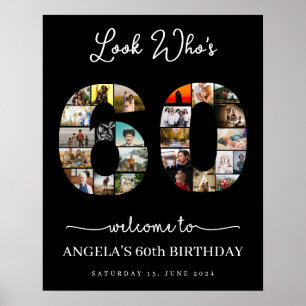 look who's 60 Customizable Photo Collage sign