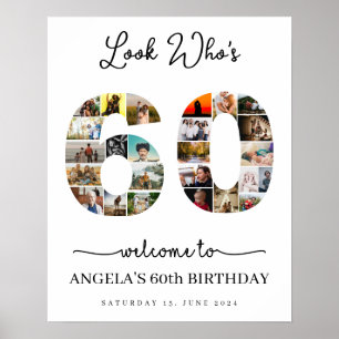 look who's 60 Customizable Photo Collage sign