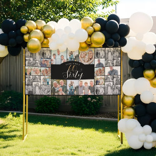 Look Who's 60 Happy Birthday Photo Collage Party  Banner