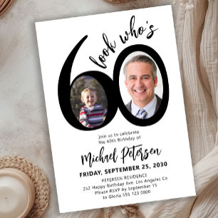 Look who's 60 modern photo 60th birthday party invitation