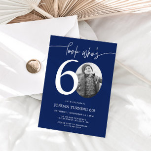 Look Who's 60 Navy 60th Birthday Invite