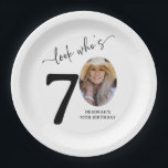 Look Who's 70! Modern Photo 70th Birthday Paper Plate<br><div class="desc">Celebrate turning 70 with style and personality! Our 'Look who's 70' Party Paper Plates are not just plates, they are a keepsake. With an added photo of the birthday star in the zero of the age, these plates transform a standard birthday celebration into a unique, memorable event. Not just an...</div>