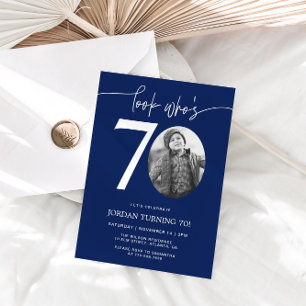 Look Who's 70   Navy 70th Birthday Invite