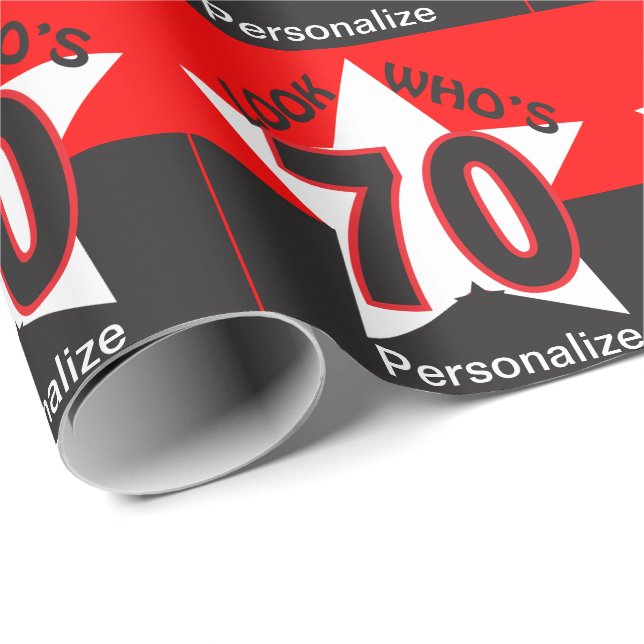 Look Who's 70 Personalise - Birthday Wrapping Paper (Roll Corner)