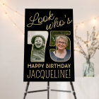 Look Who's 75 Black & Gold 2 Photo Birthday Party