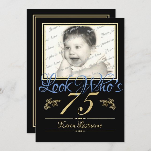 Look Who's 75 Photo Invitation (Front/Back)