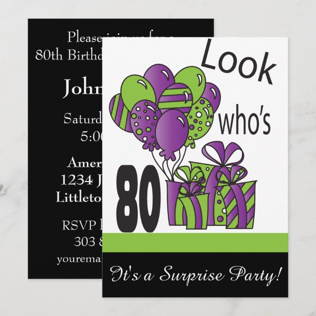 Look Who's 80 | 80th Birthday Invitation (Front/Back)
