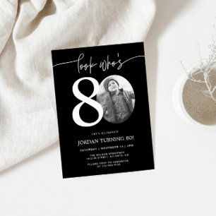 Look Who's 80 Black 80th Birthday Invite