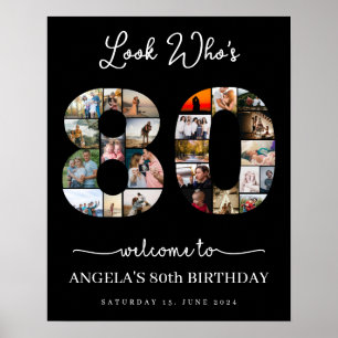 look who's 80 Customizable Photo Collage sign