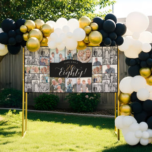Look Who's 80 Happy Birthday Photo Collage Party  Banner
