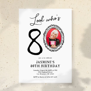Look Who's 80 Photo Adult Birthday Invitation
