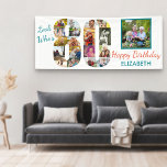 Look Who's 80 Photo Collage 80th Birthday Party Banner<br><div class="desc">Custom 80th birthday banner which you can personalise with a name and some of your favourite photos. The photo template displays your pictures in a photo collage which forms the number 80 as well as one main square picture. The design reads "look who's 80 .. Happy Birthday [your name]".</div>