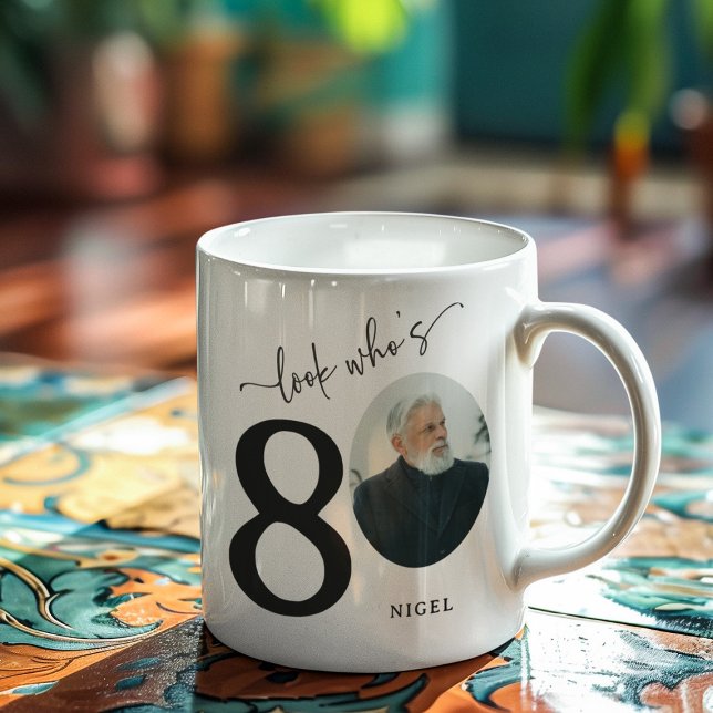 'Look Who's 80' Stylish 80th Birthday Coffee Mug (Creator Uploaded)