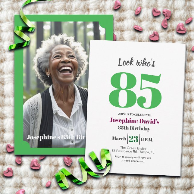 Look who's 85! Birthday Party Photo Invitation (Creator Uploaded)