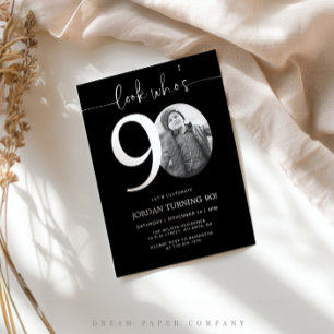 Look Who's 90   Black 90th Birthday Invite