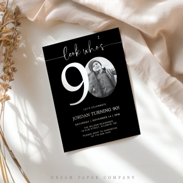 Look Who's 90 | Black 90th Birthday Invite (Creator Uploaded)