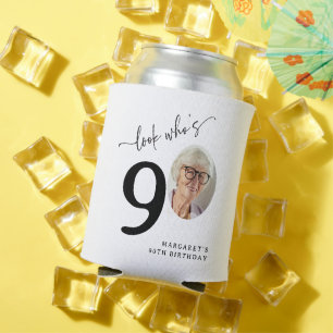 Look Who's 90! Modern Photo 90th Birthday Can Cooler