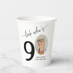 Look Who's 90! Modern Photo 90th Birthday Paper Cups<br><div class="desc">Attention all 90 year olds! Make your milestone birthday truly special with our 'Look who's 90' disposable Party Paper Cups. These cups not only add flair to your celebration, but they also feature a photo of the birthday star in the zero of their age, creating a one-of-a-kind experience. It's more...</div>